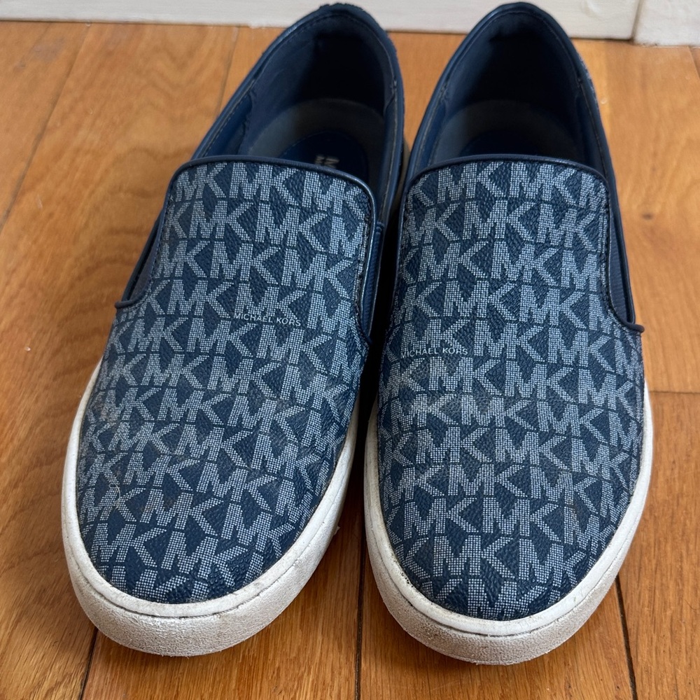 Michael Kors Blue Logo Slip-On Sneakers - Picture 2 of 12